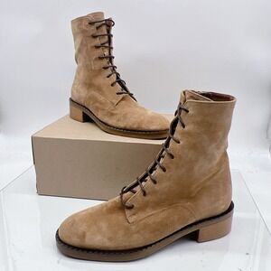 AQUATALIA Gianella Brown Suede Lace-Up Combat Boots Low Heel US 9.5